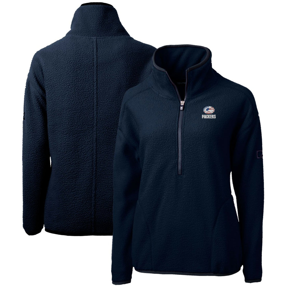 Green Bay Packers Cutter & Buck Women's Americana Cascade Eco Sherpa Fleece Half-Zip Pullover Jacket - Navy Pullover