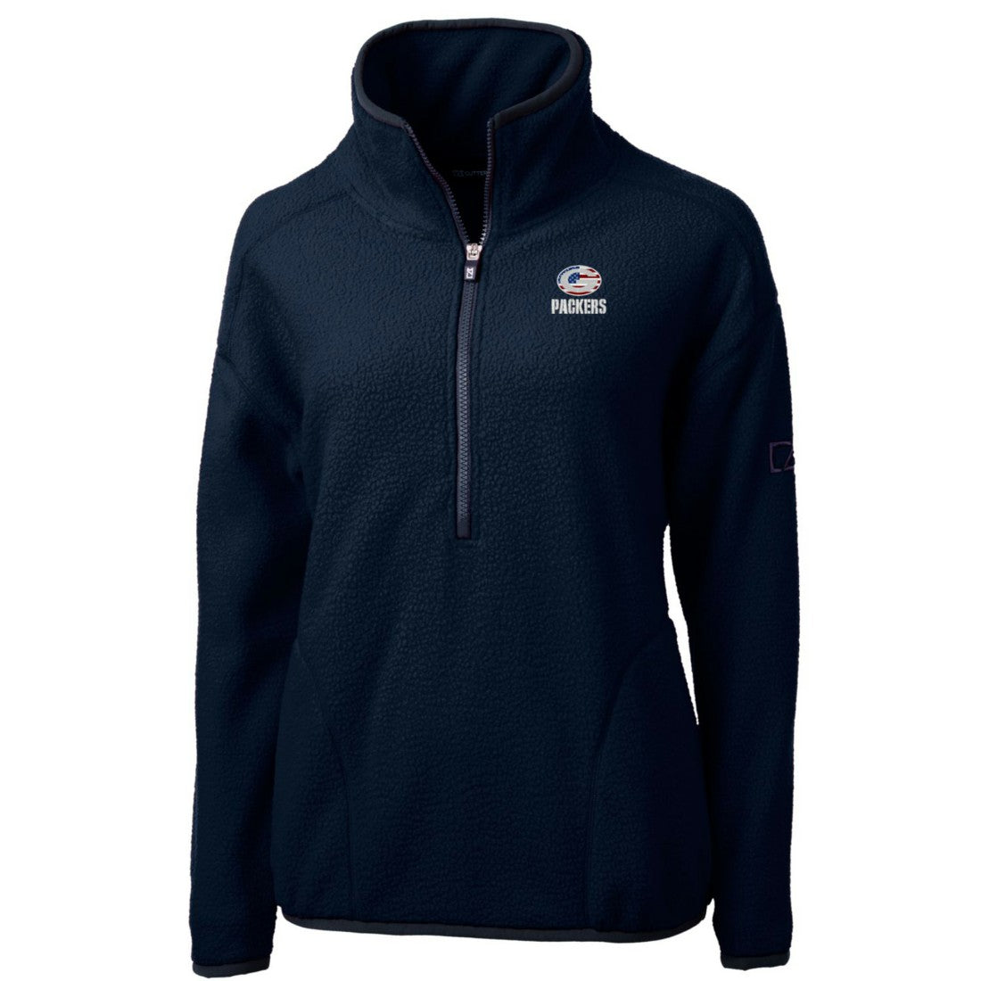 Green Bay Packers Cutter & Buck Women's Americana Cascade Eco Sherpa Fleece Half-Zip Pullover Jacket - Navy Pullover