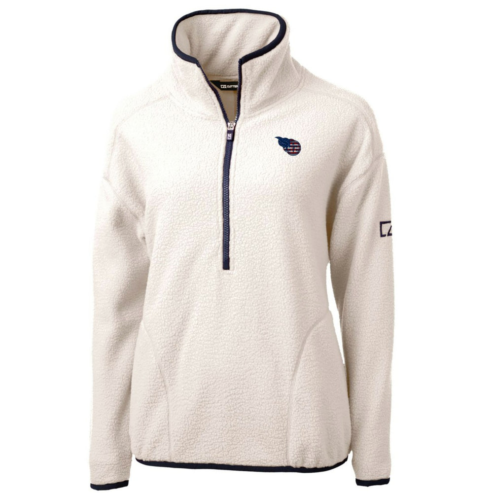Tennessee Titans Cutter & Buck Women's Americana Cascade Eco Sherpa Fleece Half-Zip Pullover Jacket - Cream Pullover
