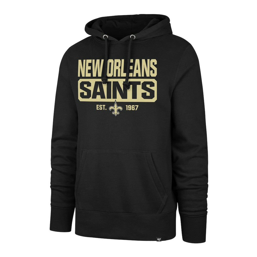 New Orleans Saints '47 Box Out Headline Pullover Hoodie - Black Hoodies