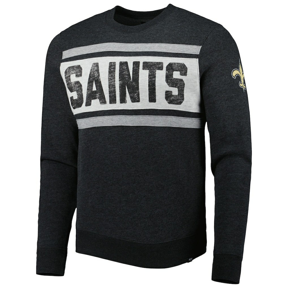New Orleans Saints '47 Bypass Tribeca Pullover Sweatshirt - Heathered Black Pullover