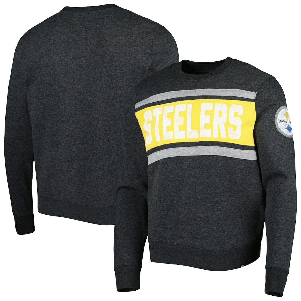 Pittsburgh Steelers '47 Bypass Tribeca Pullover Sweatshirt - Heathered Black Pullover