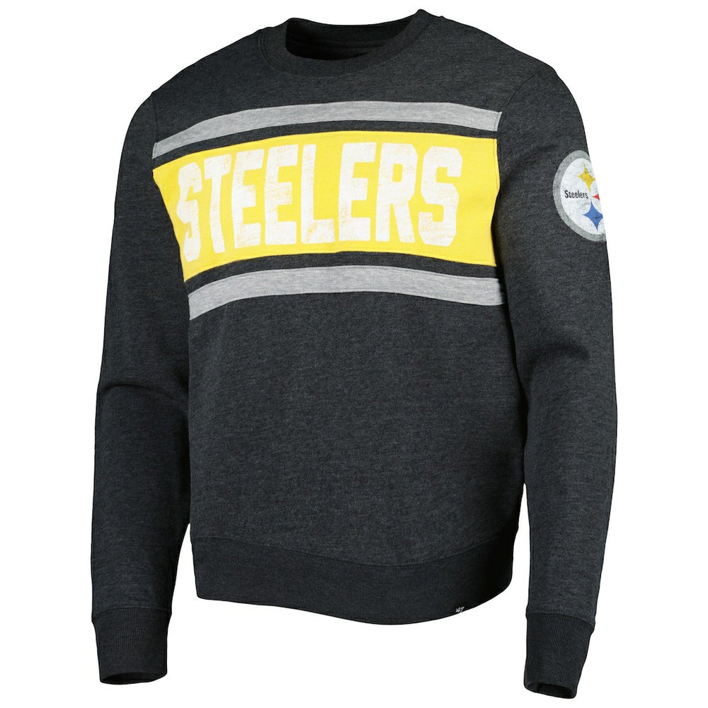 Pittsburgh Steelers '47 Bypass Tribeca Pullover Sweatshirt - Heathered Black Pullover