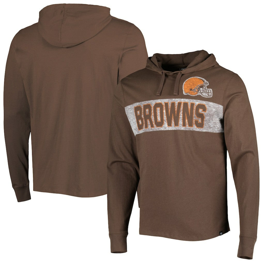 Cleveland Browns '47 Field Franklin Hooded Long Sleeve T-Shirt - Brown T-shirts
