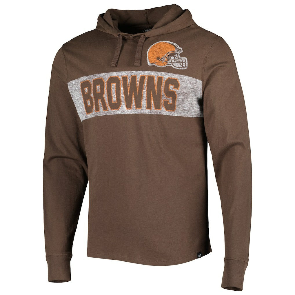 Cleveland Browns '47 Field Franklin Hooded Long Sleeve T-Shirt - Brown T-shirts