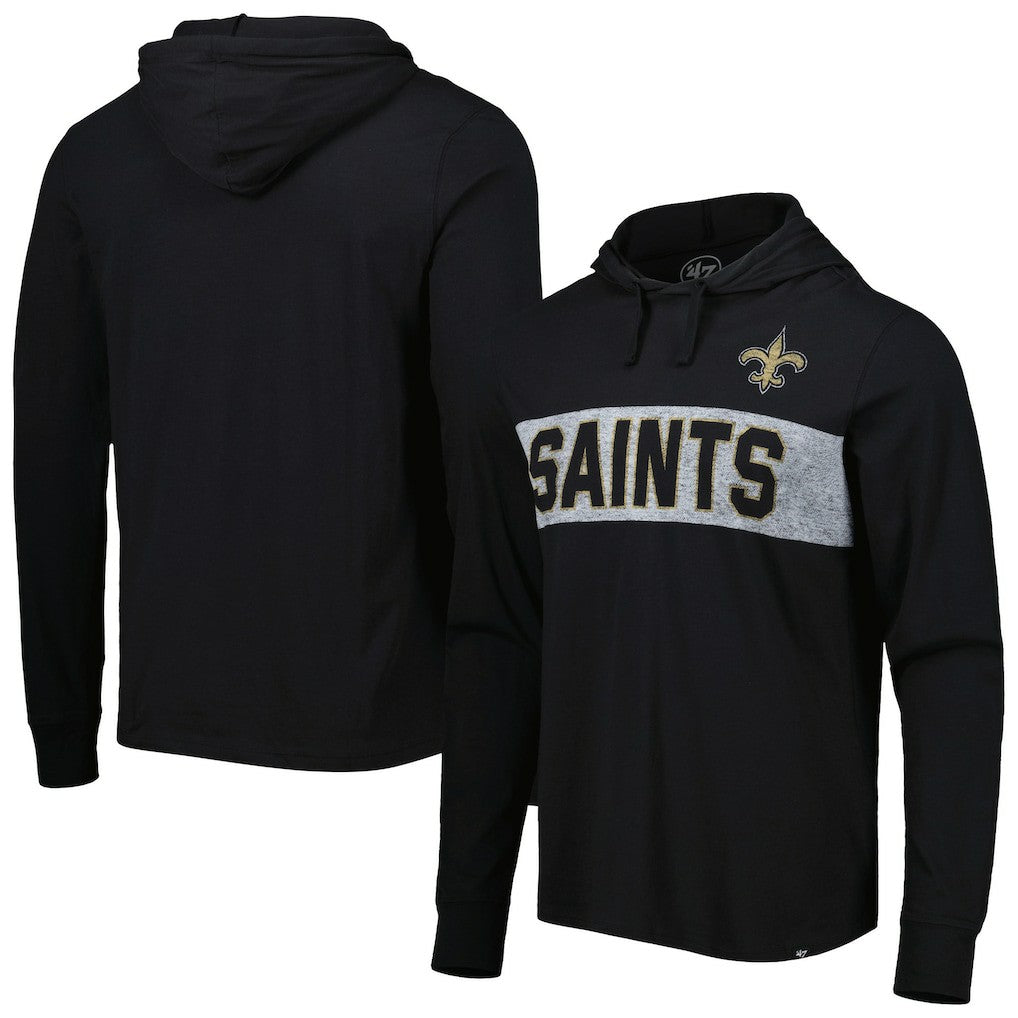 New Orleans Saints '47 Field Franklin Hooded Long Sleeve T-Shirt - Black T-shirts