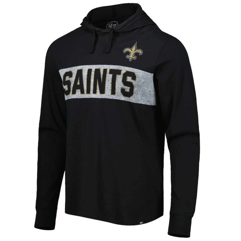 New Orleans Saints '47 Field Franklin Hooded Long Sleeve T-Shirt - Black T-shirts
