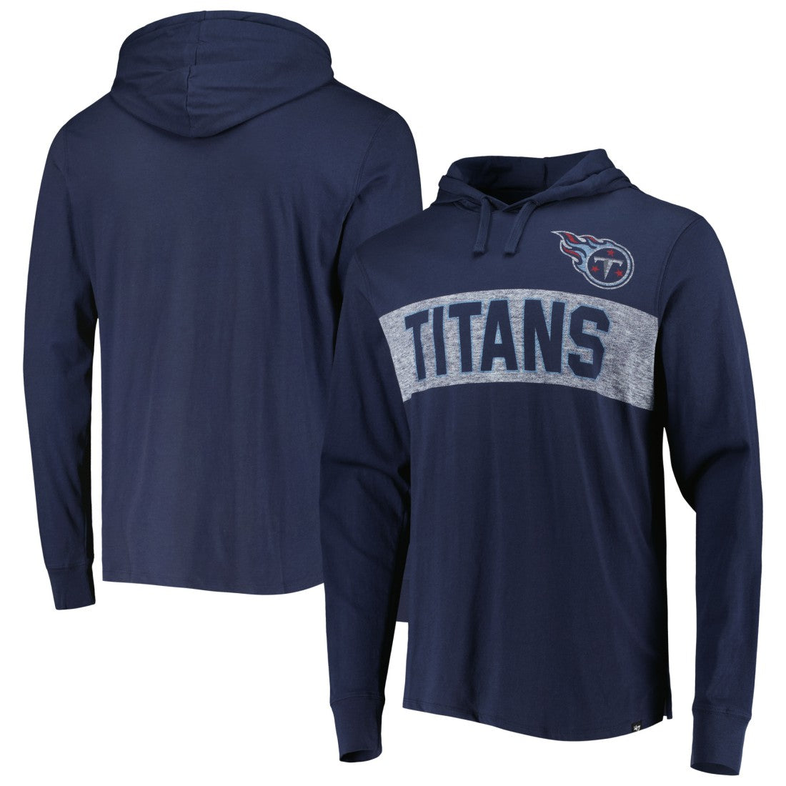 Tennessee Titans '47 Field Franklin Hooded Long Sleeve T-Shirt - Navy T-shirts