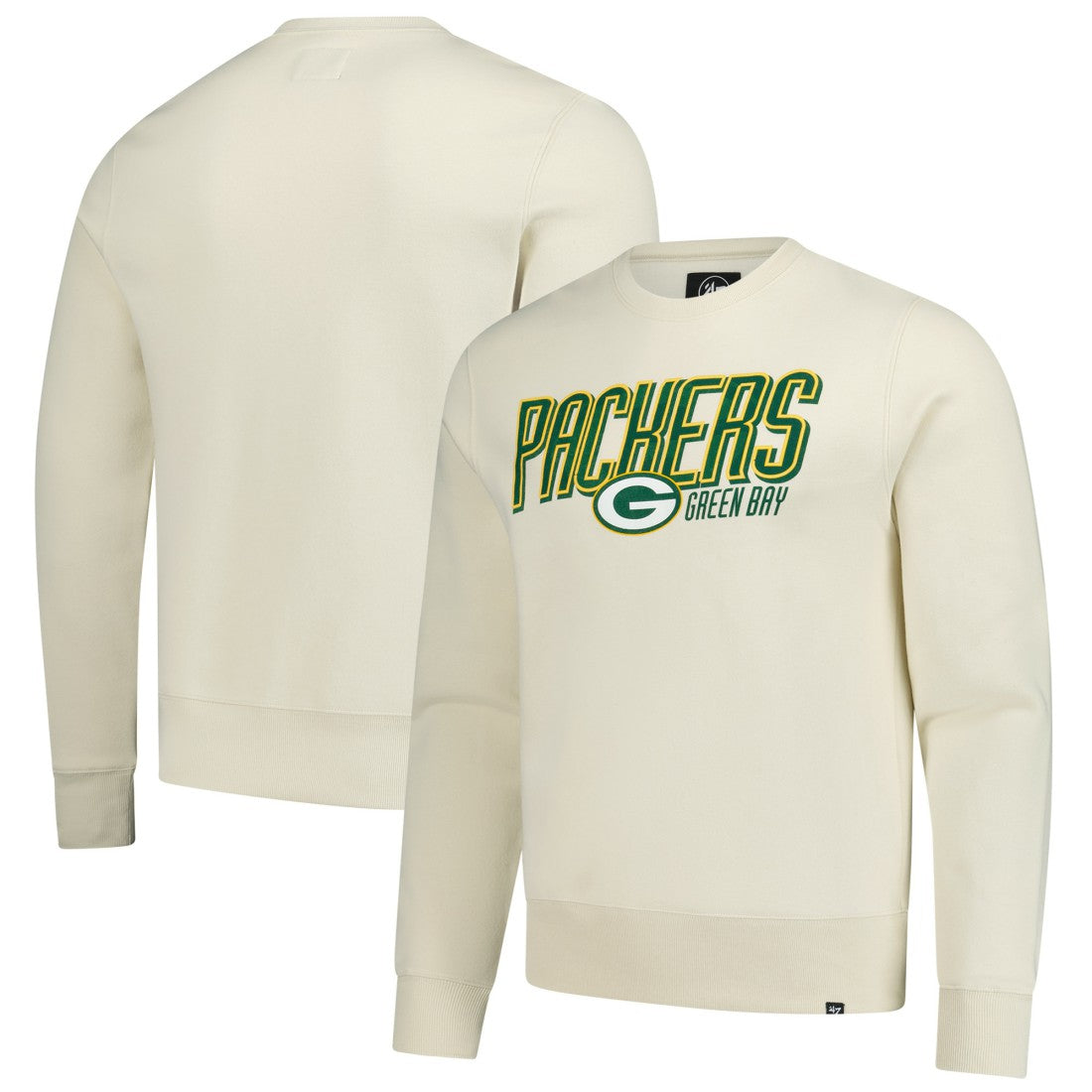 Green Bay Packers '47 Locked In Headline Pullover Sweatshirt - Cream Pullover