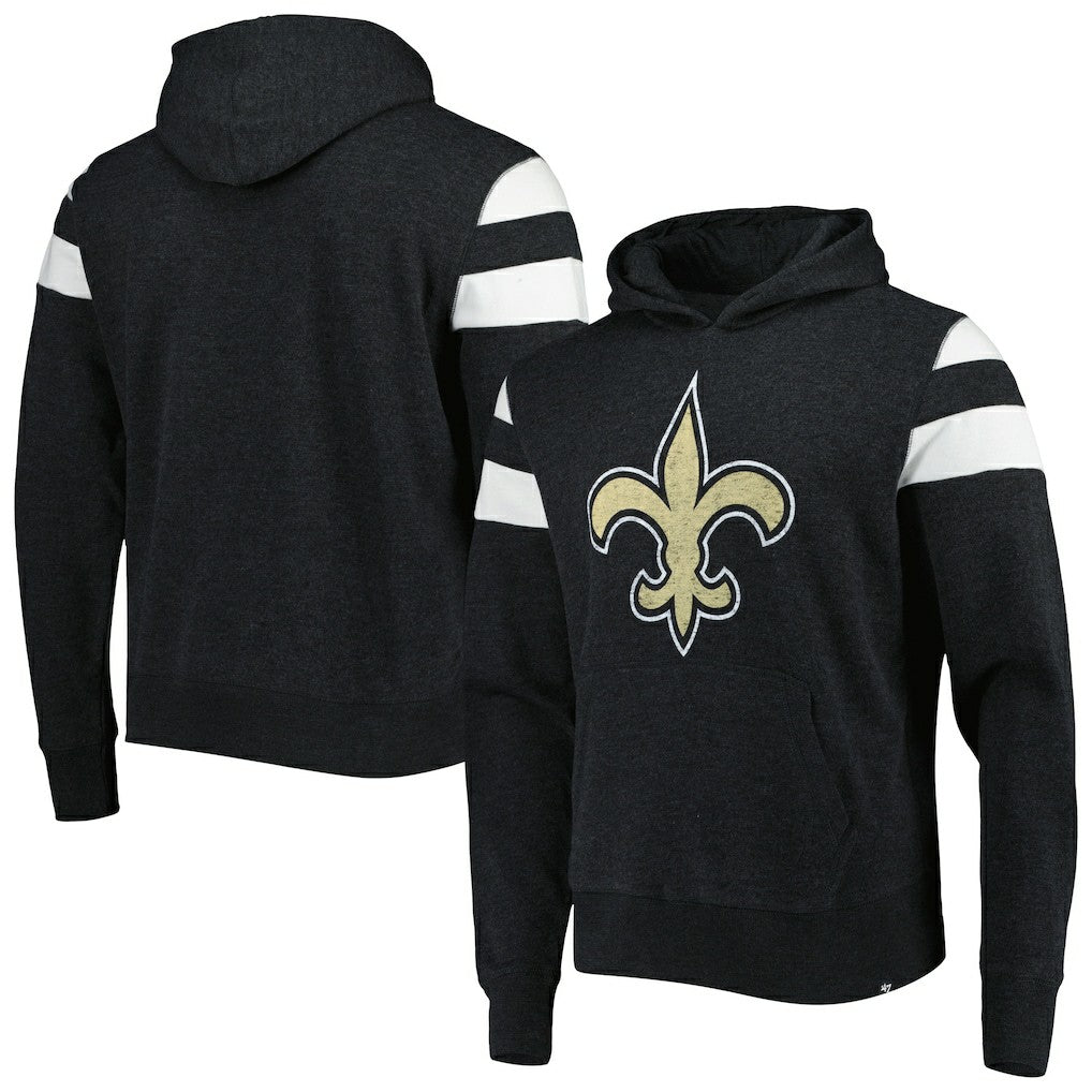 New Orleans Saints '47 Premier Nico Pullover Hoodie - Heathered Black Hoodies