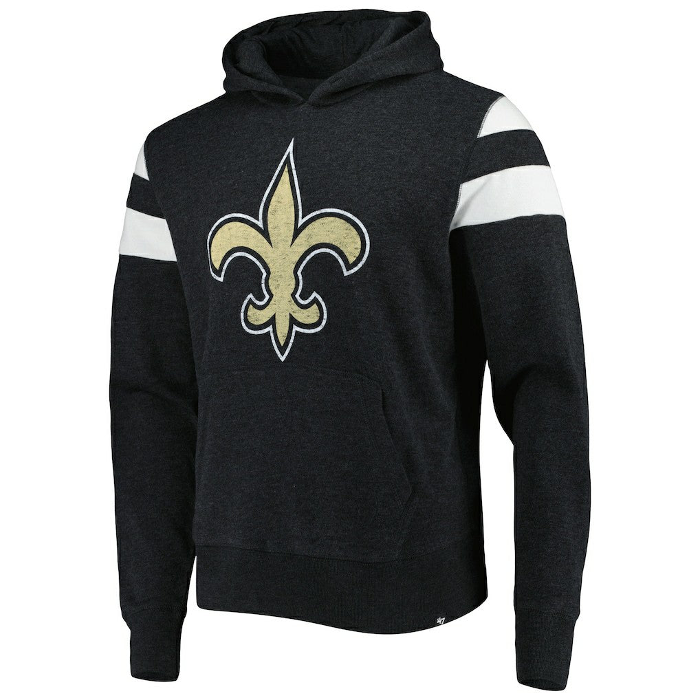 New Orleans Saints '47 Premier Nico Pullover Hoodie - Heathered Black Hoodies
