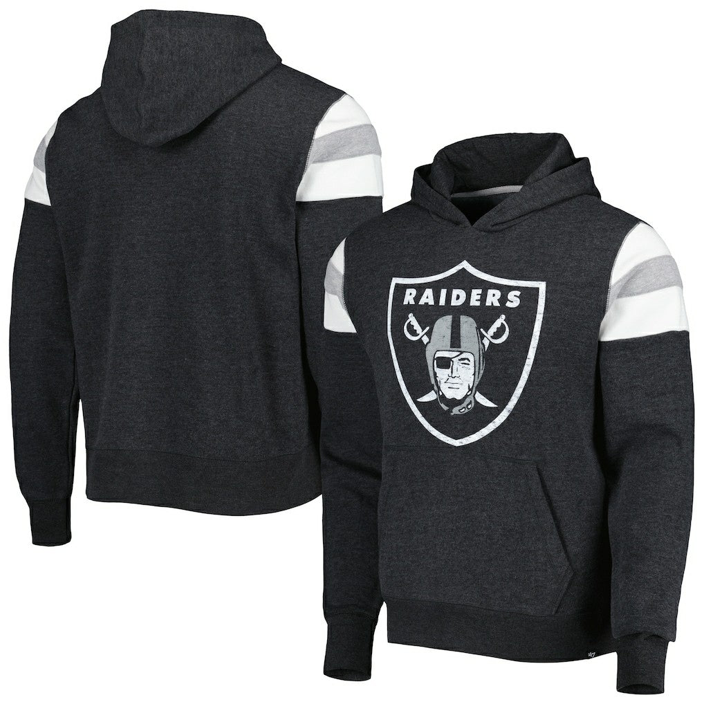 Las Vegas Raiders '47 Premier Nico Pullover Hoodie - Heathered Black Hoodies