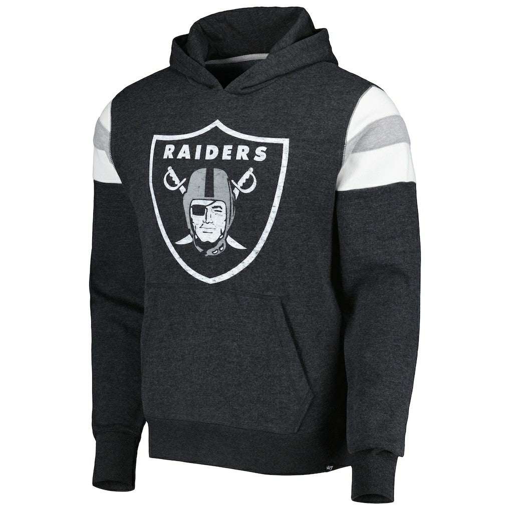 Las Vegas Raiders '47 Premier Nico Pullover Hoodie - Heathered Black Hoodies