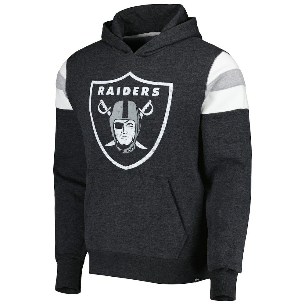 Las Vegas Raiders '47 Premier Nico Pullover Hoodie - Heathered Black Hoodies