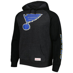 St. Louis Blues Mitchell & Ness Distressed Logo Raglan Pullover Hoodie - Heather Black | US 4980644