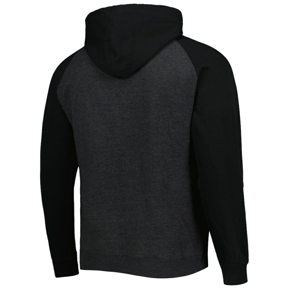St. Louis Blues Mitchell & Ness Distressed Logo Raglan Pullover Hoodie - Heather Black | US 4980644