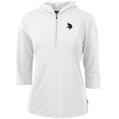 Minnesota Vikings Cutter & Buck Women's Virtue Eco Pique 3/4 Sleeve Half-Zip Pullover Hoodie - White Hoodies