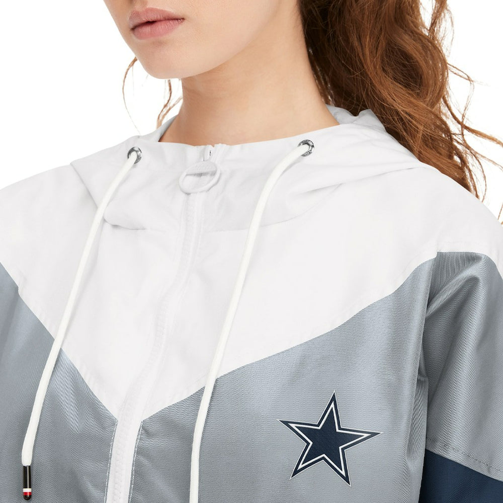 Dallas Cowboys Tommy Hilfiger Women's Staci Half-Zip Hoodie Windbreaker Jacket - White/Navy Hoodies