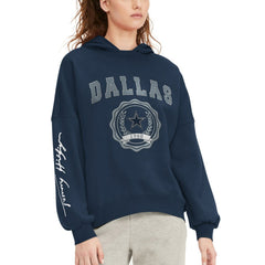 Dallas Cowboys Tommy Hilfiger Women's Becca Dropped Shoulders Pullover Hoodie - Navy Hoodies