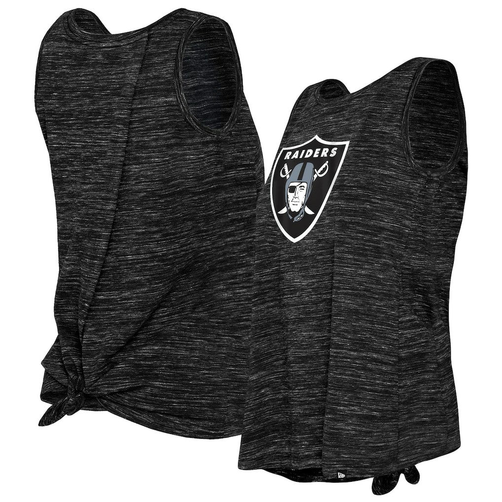Las Vegas Raiders New Era Women's Space Dye Tie-Back Tank Top - Black Tops