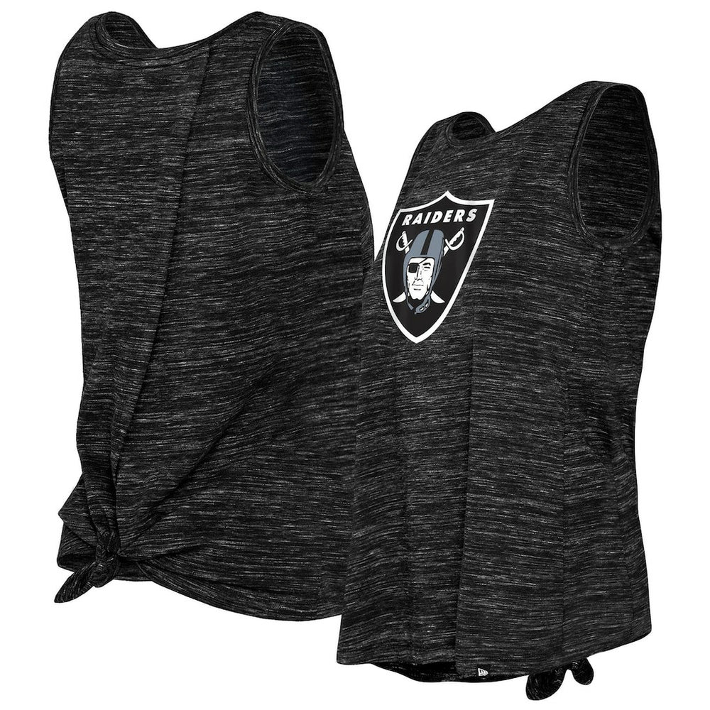 Las Vegas Raiders New Era Women's Space Dye Tie-Back Tank Top - Black Tops