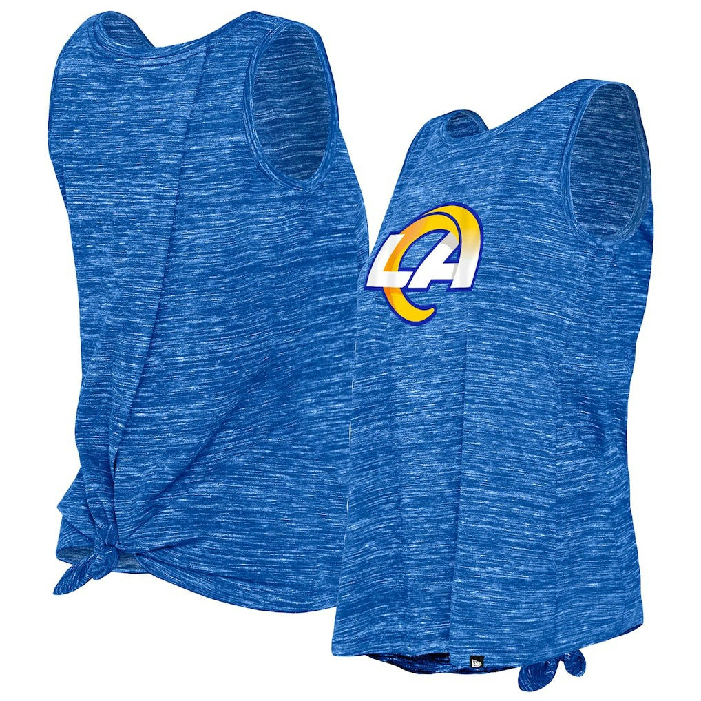 Los Angeles Rams New Era Women's Space Dye Tie-Back Tank Top - Royal Tops