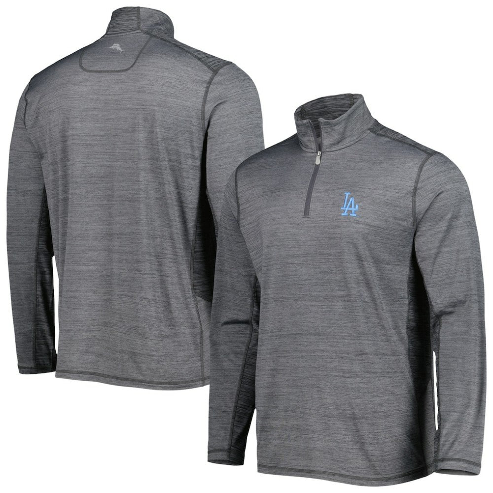 Los Angeles Dodgers Tommy Bahama Delray IslandZone Half-Zip Top - Gray Tops