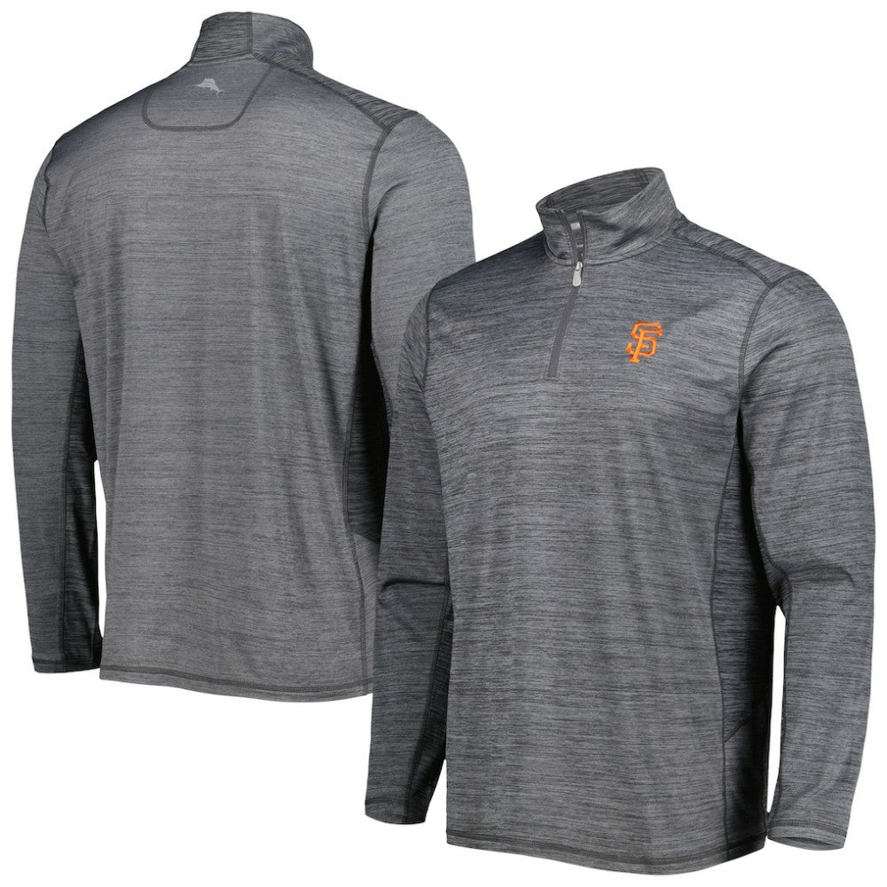 San Francisco Giants Tommy Bahama Delray IslandZone Half-Zip Top - Gray Tops