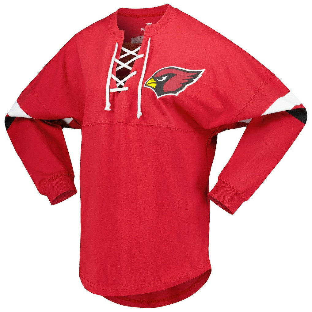 Arizona Cardinals Women's Spirit Jersey Lace-Up V-Neck Long Sleeve T-Shirt - Cardinal T-shirts