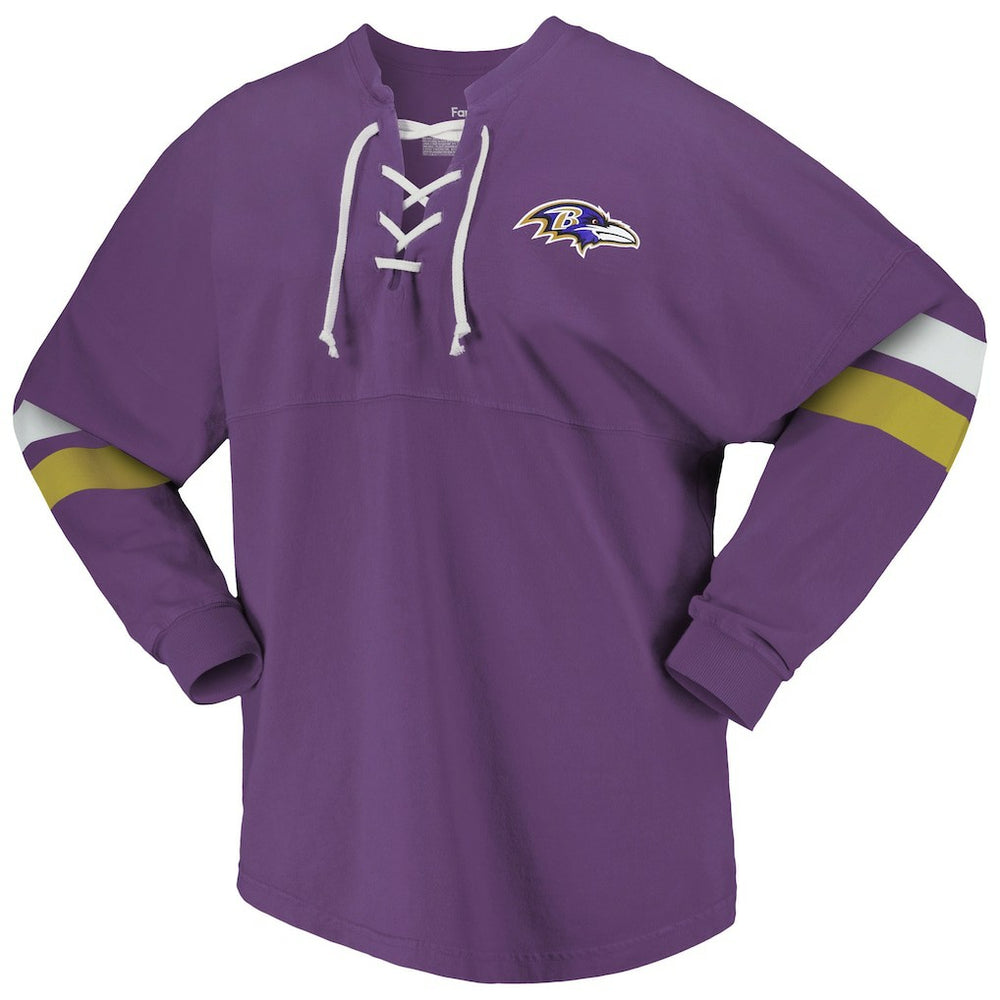 Baltimore Ravens Women's Spirit Jersey Lace-Up V-Neck Long Sleeve T-Shirt - Purple T-shirts