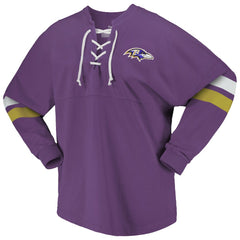 Baltimore Ravens Women's Spirit Jersey Lace-Up V-Neck Long Sleeve T-Shirt - Purple T-shirts
