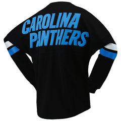 Carolina Panthers Women's Spirit Jersey Lace-Up V-Neck Long Sleeve T-Shirt - Black T-shirts