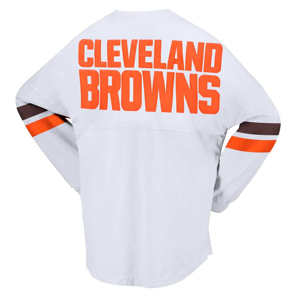 Cleveland Browns Women's Spirit Jersey Lace-Up V-Neck Long Sleeve T-Shirt - White T-shirts