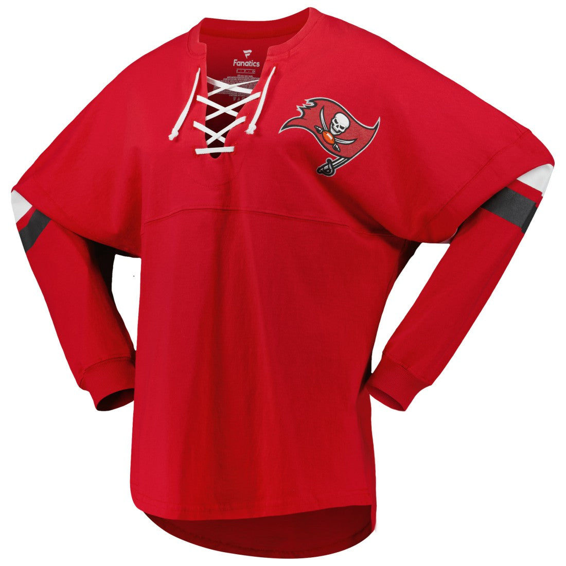 Tampa Bay Buccaneers Women's Spirit Jersey Lace-Up V-Neck Long Sleeve T-Shirt - Red T-shirts