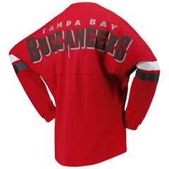 Tampa Bay Buccaneers Women's Spirit Jersey Lace-Up V-Neck Long Sleeve T-Shirt - Red T-shirts