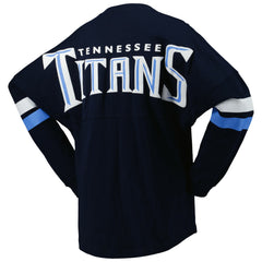 Tennessee Titans Women's Spirit Jersey Lace-Up V-Neck Long Sleeve T-Shirt - Navy T-shirts