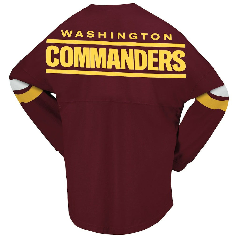 Washington Commanders Women's Spirit Jersey Lace-Up V-Neck Long Sleeve T-Shirt - Burgundy T-shirts