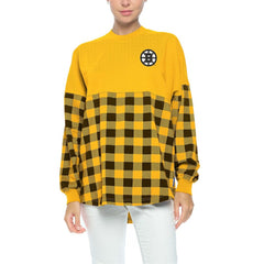 Boston Bruins Fanatics Women's Buffalo Check Long Sleeve T-Shirt - Gold | US 4982418