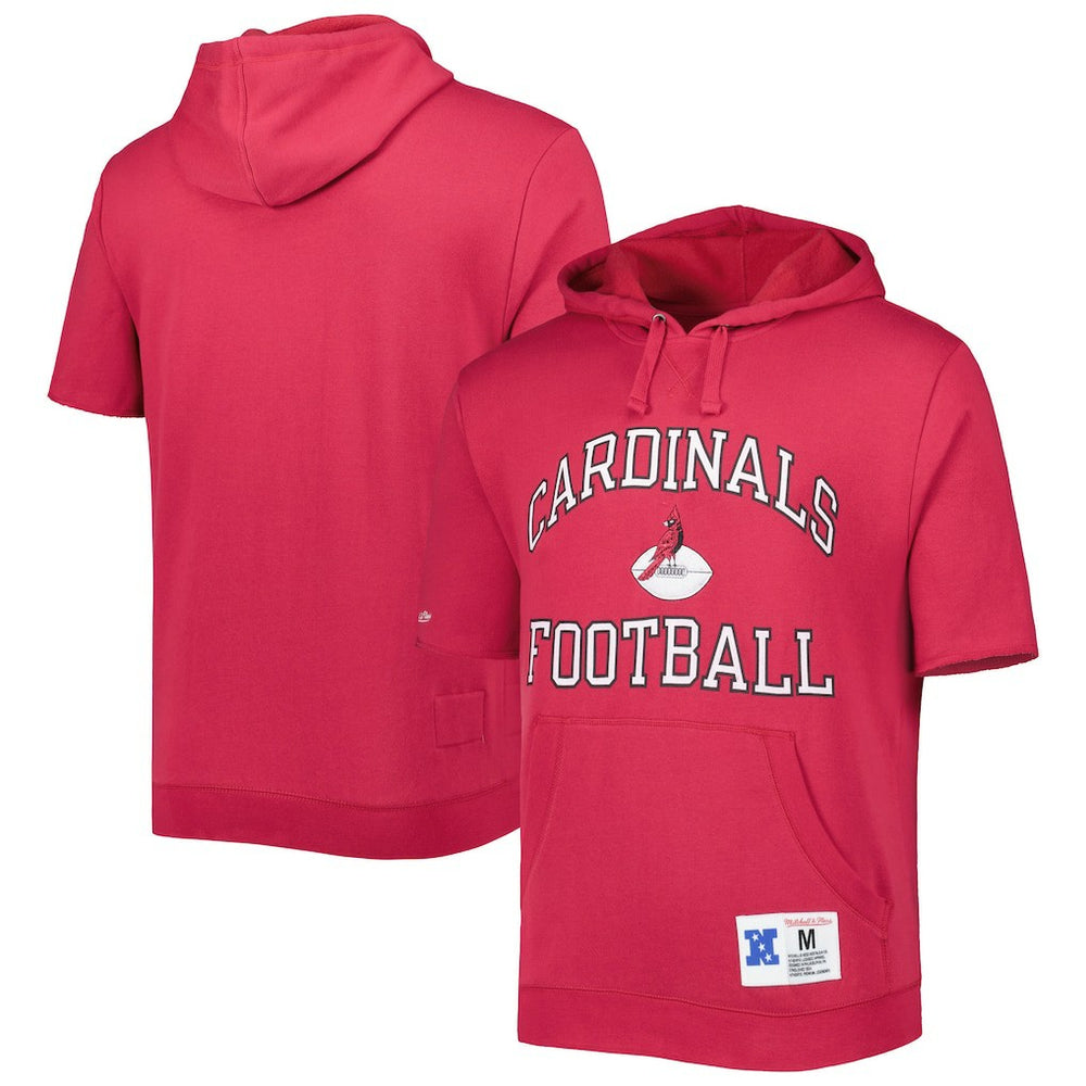 Arizona Cardinals Washed Short Sleeve Pullover Hoodie - Cardinal Hoodies