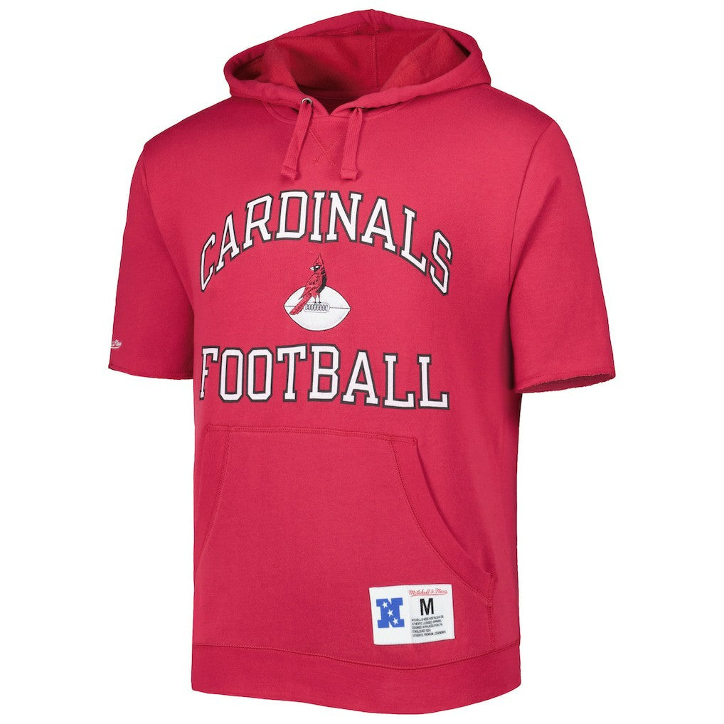 Arizona Cardinals Washed Short Sleeve Pullover Hoodie - Cardinal Hoodies