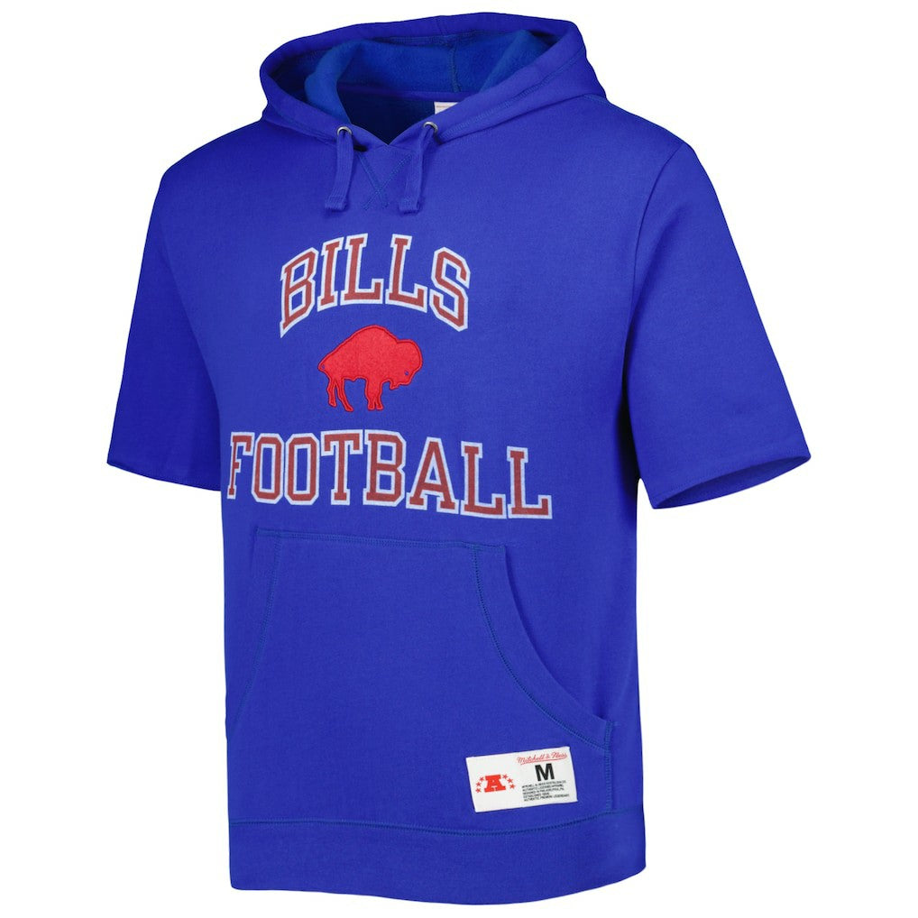 Buffalo Bills Washed Short Sleeve Pullover Hoodie - Royal Hoodies