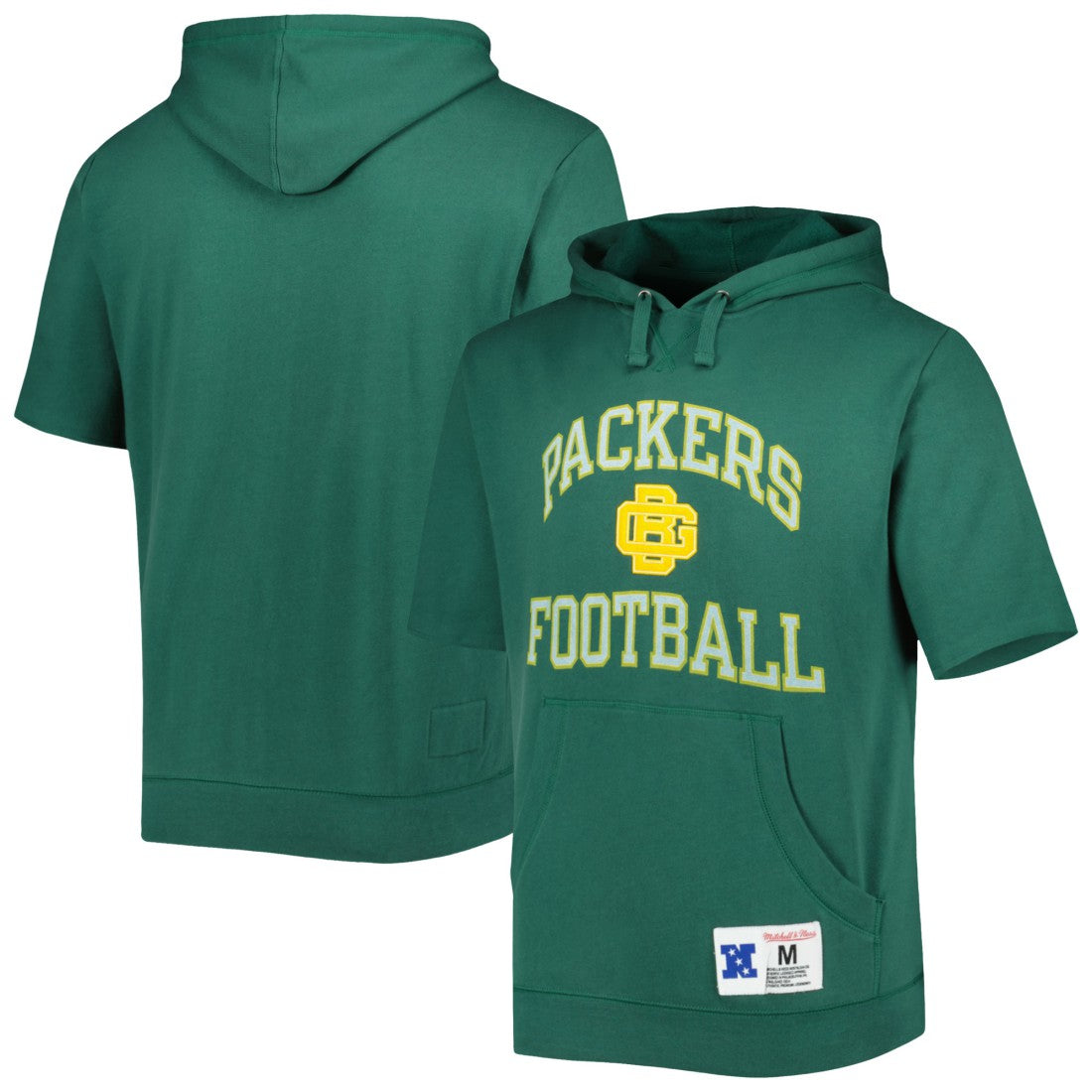 Green Bay Packers Washed Short Sleeve Pullover Hoodie - Green Hoodies