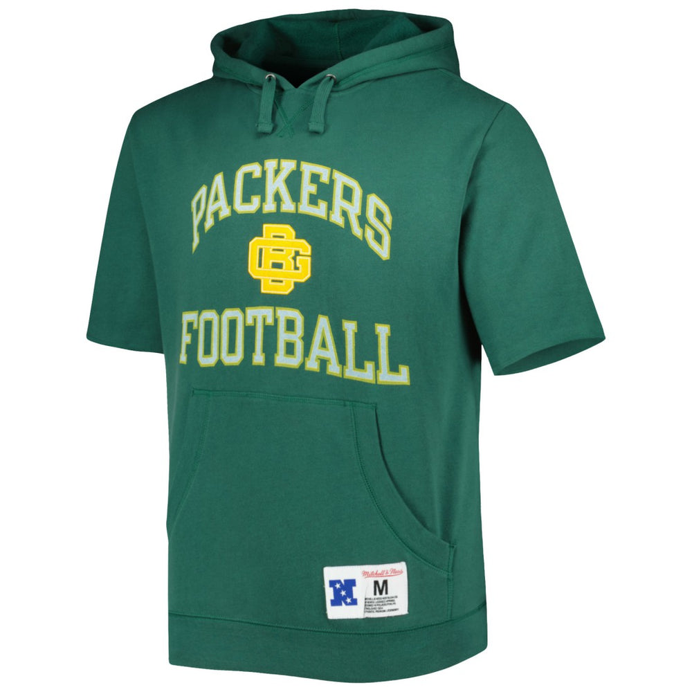 Green Bay Packers Washed Short Sleeve Pullover Hoodie - Green Hoodies
