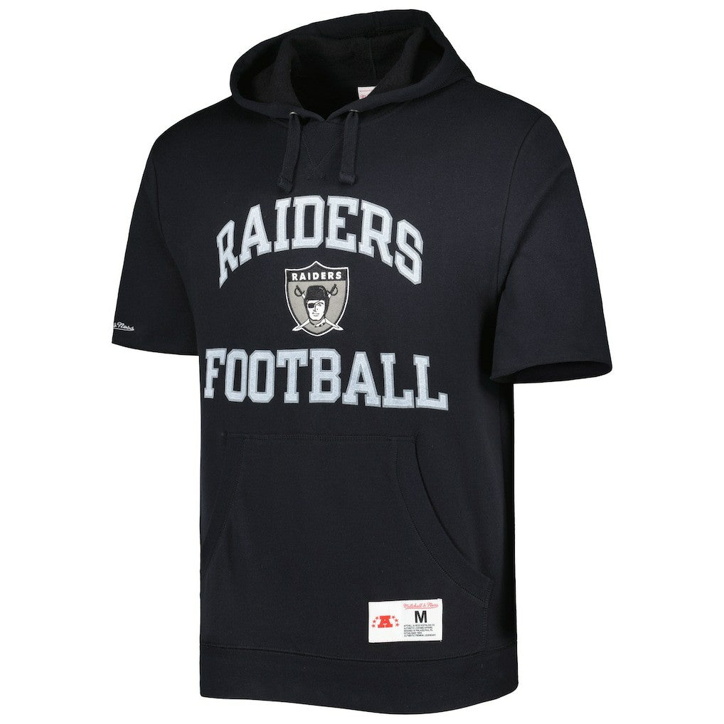Las Vegas Raiders Washed Short Sleeve Pullover Hoodie - Black Hoodies