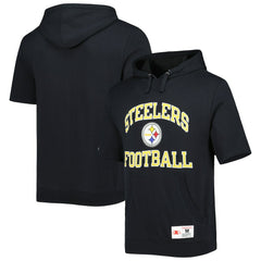 Pittsburgh Steelers Washed Short Sleeve Pullover Hoodie - Black Hoodies
