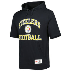Pittsburgh Steelers Washed Short Sleeve Pullover Hoodie - Black Hoodies