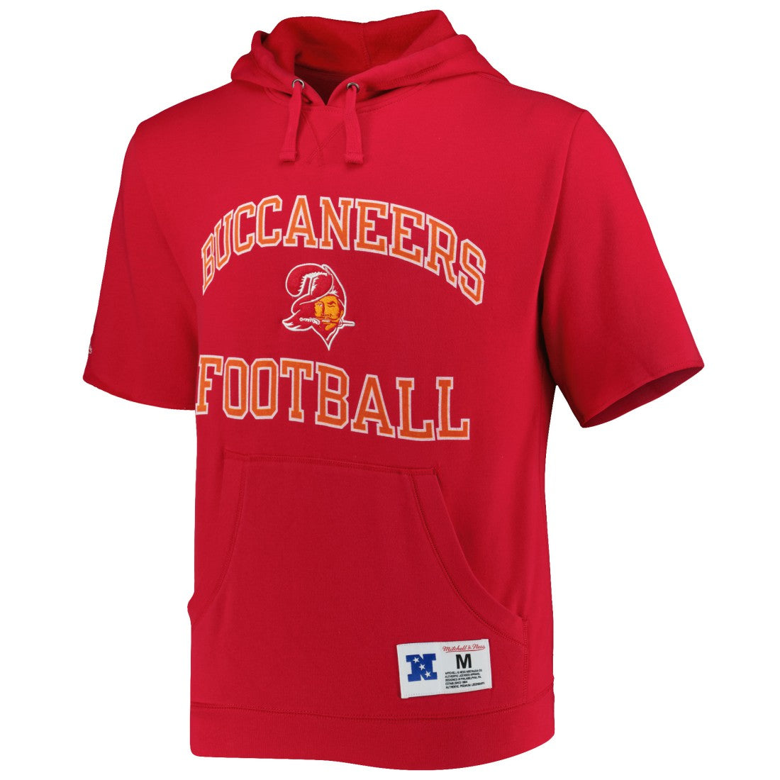 Tampa Bay Buccaneers Washed Short Sleeve Pullover Hoodie - Scarlet Hoodies