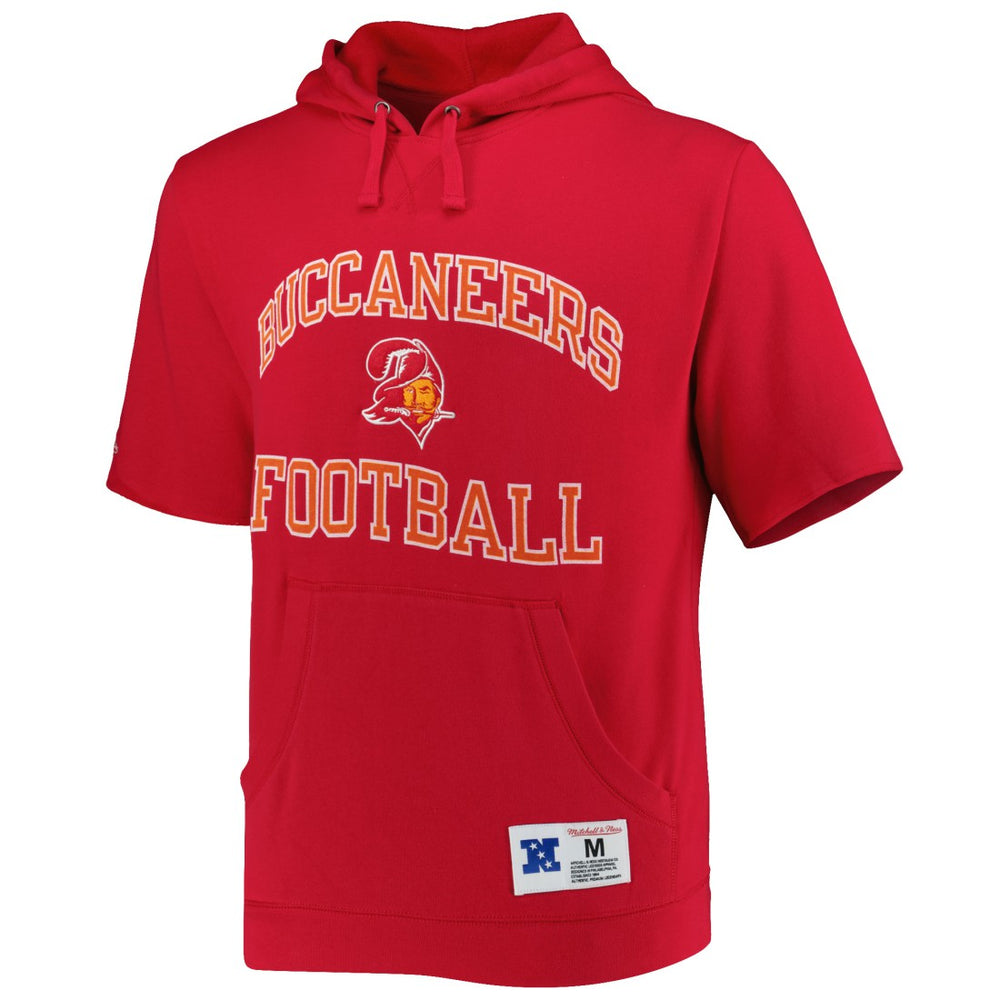 Tampa Bay Buccaneers Washed Short Sleeve Pullover Hoodie - Scarlet Hoodies