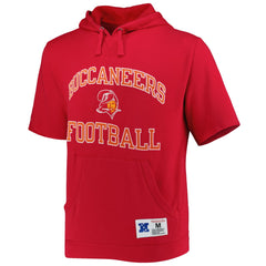 Tampa Bay Buccaneers Washed Short Sleeve Pullover Hoodie - Scarlet Hoodies