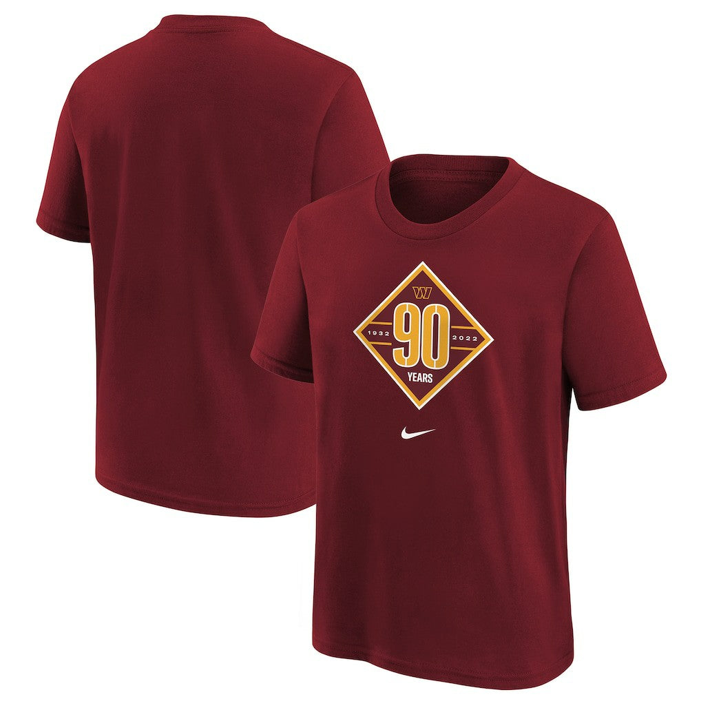 Washington Commanders Youth 90th Anniversary Logo T-Shirt - Burgundy T-shirts